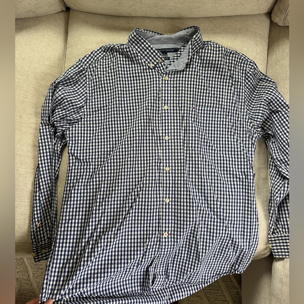 Tommy Hilfiger Navy and White Gingham Shirt